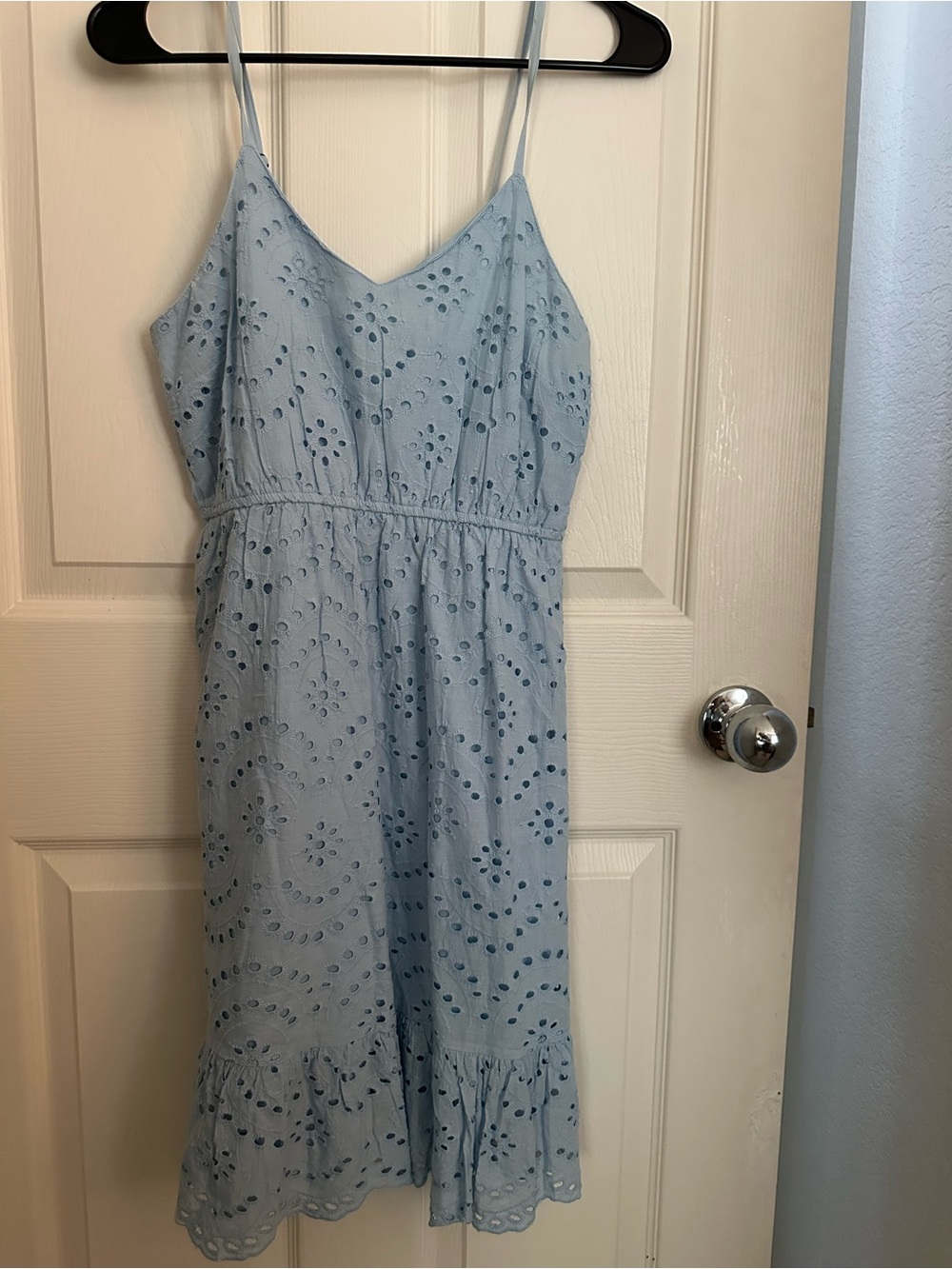 Japna Light Blue Eyelet Dress with Spaghetti Straps